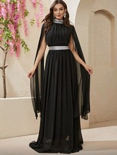 Kleid mit stehkragen cape - kleid,