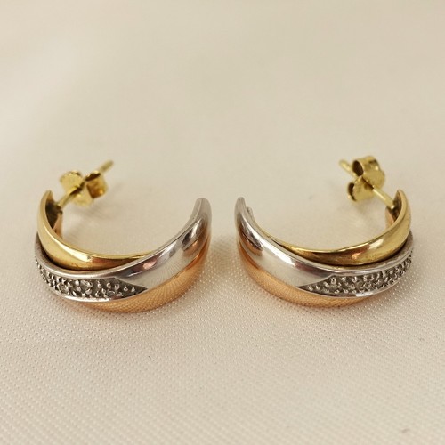 Gold halbcreolen mit diamanten - halbcreolen,