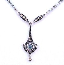 Collier Kette Aquamarin farbig