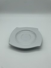 6 Kuchenteller quadratisch, eckig, gewellt weiß 16cm x 16cm, gebraucht