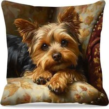  Kissenbezug Kissenhülle Dekokissen Hund Yorkshire Terrier 45x45cm 