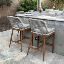 Hocker PURPLE LEAF Barhocker aus Aluminium für den Garten mit Kissen