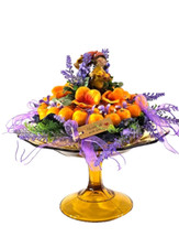 Künstliche Blumen Gesteck Schale Orange Lila Orangen Lavendel Kunstblumen Deko