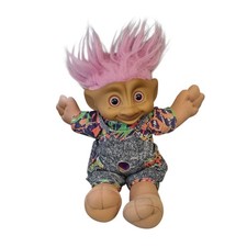 Troll Puppe Zaubertroll 90er 33cm Rosa Haare Bauchnabel Diamant Vintage Retro