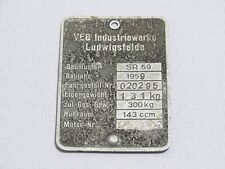 IWL SR 59 Typenschild DDR