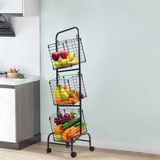 Effizientes 3-stufiges Aufbewahrungsregal für Obst und Gemüse in der Küche