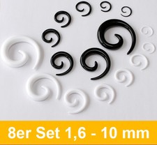 SET Dehnungsspirale Expander Schnecke Sichel Ohr Schwarz Taper Kunststoff Acryl