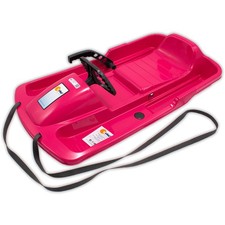 KHW Lenkschlitten Snow Fox Pink mit Bremse Kinder Schlitten Rodel Bob Lenkrodel