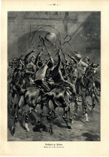 Hermanus Willem Koekkoek Ballspiel zu Pferde nach einem Gemälde Druck v.1911