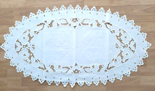 Tischläufer Leinen weiß mit Stickerei Handarbeit