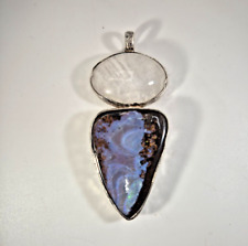 Anhänger  Boulderopal Regenbogenmondstein Queensland  Silber 925 Unikat 120