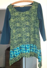 Deerberg Tunika, Shirt, Größe S, Dreiviertelärmel, grün, hellblau, petrol