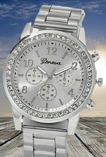 Damen Quarz Uhr💍Damen Armbanduhr Silber Strass Quarzuhr Damen Schmuck 