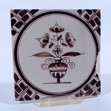 Fliese Kachel mangan Bloompotje Blumenfliese Eckmotiv Wan Li Utrecht Harlingen 