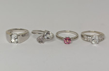 Schmuck Konvolut Ringe 925 Silber mit 3x weißer Topas 1x Rosa Topas