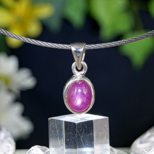 Pink rubin anhänger - rubin, silber
