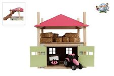 Kids Globe Scheune rosa mit Lagerraum für Stroh, Holz 1:32, Bauernhof Schuppen