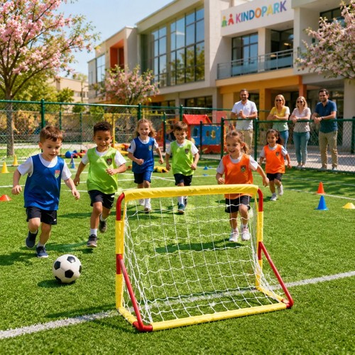 Fußballtor mit gelber
