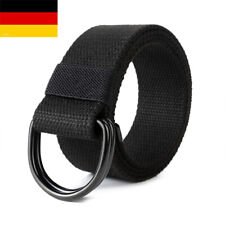 Herren Damen Unisex Milit?r Leinen Web Gürtel Doppel D-Ring Schnalle L?ssig Bu ?