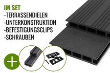 WPC Terrassendielen anthrazit, Länge 4 m Dielen, Komplettset Dielen + Clips + UK