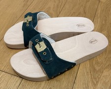 Dr.Scholl Zoccoli Holz Pantoletten Holzklepper Sandaletten Clogs NEU Gr:40 Grün