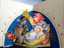 Marianne Drechsel - Kinder beten bei Christkind an Weihnachten, Pop Up DDR RAR!