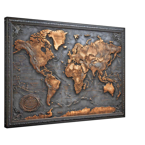 Weltkarte leinwandbild gold - weltkarte,