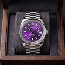 NH35 Purple Dial Baton Indices