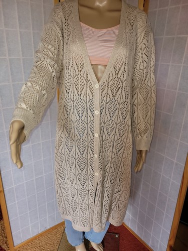 Strickjacke 5xl lang beige - strickjacke,