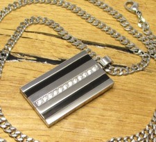 Edelstahl Anhänger Männer Herren Halskette Tag Strass Lederhalsband schwarz TOP