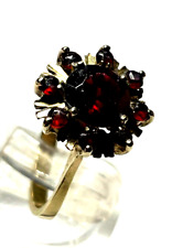 Antik 333 Gold 8 K Ring dunkler roter Granat Ø 17 mm RG 53 solide Handarbeit