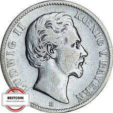 J 41  2 Mark BAYERN Ludwig 2 von 1876 D in S+  2652
