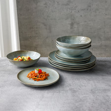 Essgeschir aus Keramik 12 tlg buntes Geschirrset Pastateller mit Farbe Vintage