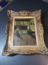 Ölgemälde Interieur mit Frau