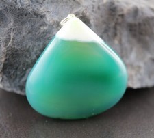 GOLDJUNGE69 GW DAMEN ANHÄNGER * ONYX GRÜN/WEISS  TROPFEN 62ct *` ++ 925 SiLBER