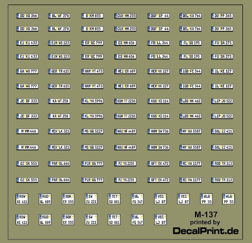 Decals satz nummernschilder - 1,