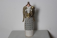 Metall Engel/Weihnachtsengel/Metall Figur creme-braun-gold Höhe 42 cm Shabby