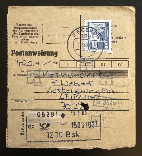 Ddr 1920 postanweisung - mi,