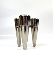 Atemberaubender seltener Space Age Stativ Rakete Chrom Mid Century Kerzenhalter Nagel Age