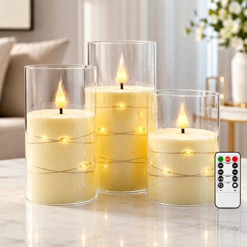 Led kerze set flammenlos mit - kerze,