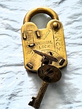 Messingschloss + 2 Schlüssel für Rollenspiele Keuschheits Gürtel Antik Vintage 1