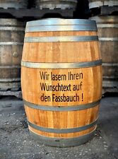 Original altes Weinfass als Stehtisch 225 Liter mit Lasergravur - Schriftzug