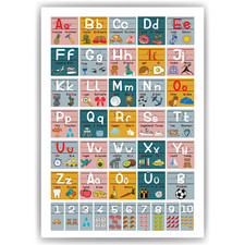 Grundschrift Poster ABC Lernposter Zahlen & Alphabet Lernhilfe für Kinder Kinde