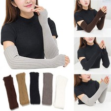 1 Paar Damen Lang Handstulpen Fingerlos Handschuhe Gestrickt Winter Armstulpen