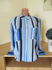 Samsoe & Samsoe Damen Bluse Gr. 38 langarm blau mehrfarbig gestreift