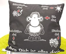 sheepworld Kissen Baumwolle ODIAD Ohne dich ist alles doof schwarz 30 x 30 cm