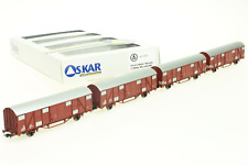 OS.KAR 4220 Set 4 Waggons FS 2 Asse Sonderbemalung Brown Dach Aluminium Hbchs E