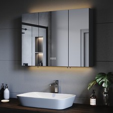 LED Spiegelschrank 90cm Bad Badezimmerschrank Steckdose Beschlagfrei Wandschrank