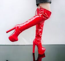 Sexy High Heel Boots Stiefel Overknee Hoher Absatz Platform Plateau DE 43