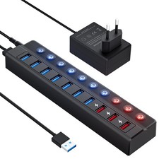 Likorlove USB Hub 3.0 Aktiv mit Netzteil 36W, 10-in-1 USB Hub (7 Ports Daten ...
